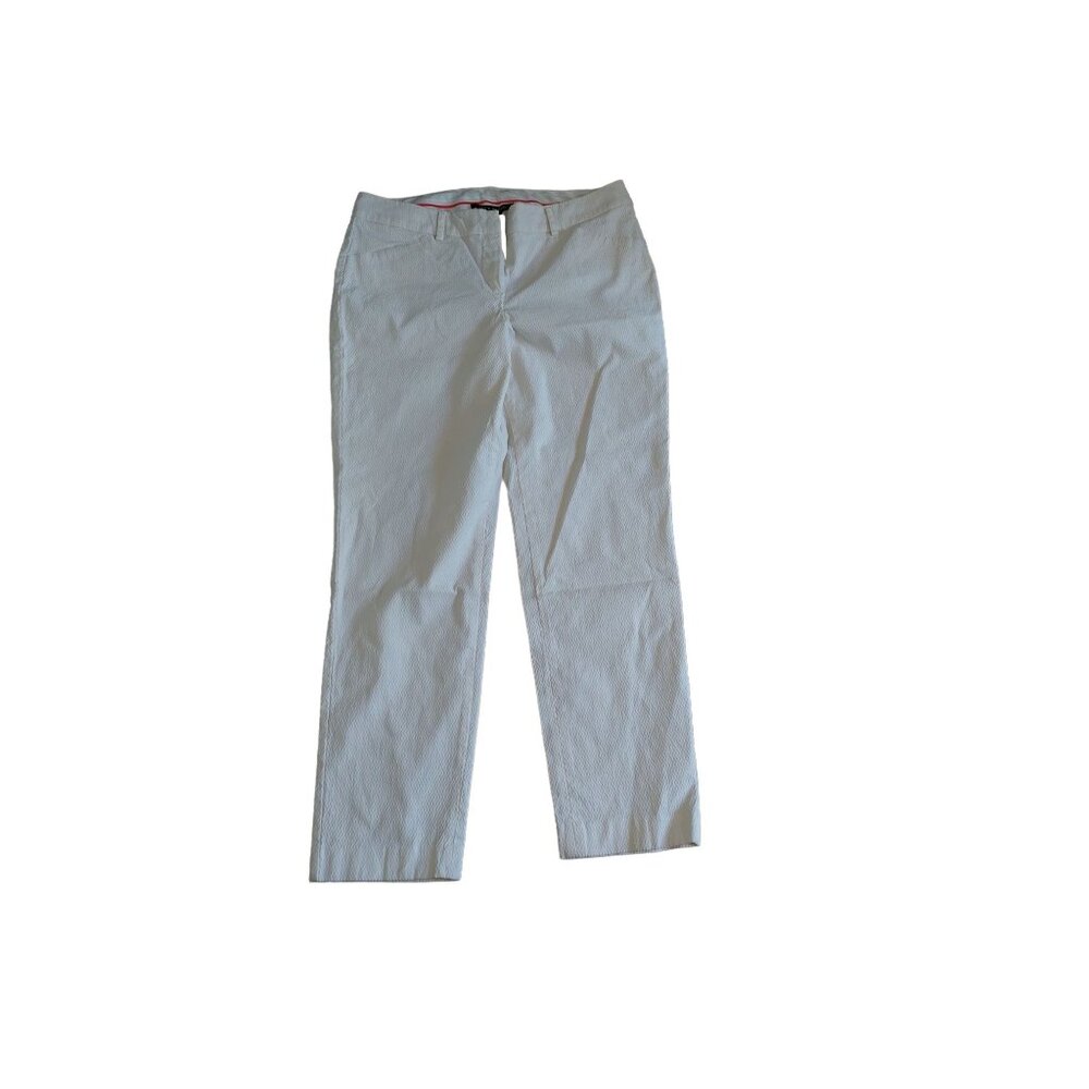 Zac & Rachel Womens White Textured Straight-Leg Pants Size 10